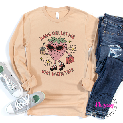 Girl math tee in Sand Dune, styled for an easy everyday look.