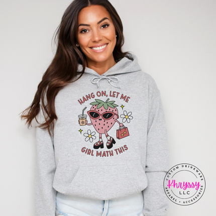 Retro strawberry graphic on a cozy Ash pullover hoodie.