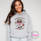 Retro strawberry graphic on a cozy Ash pullover hoodie.