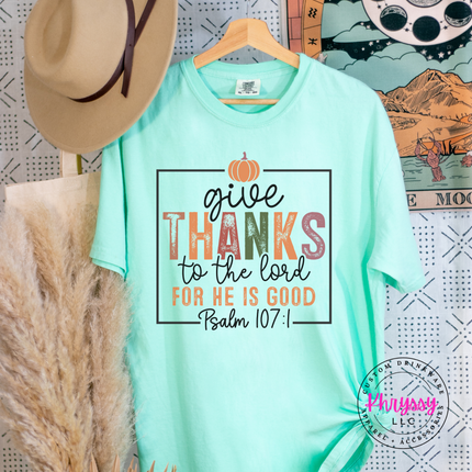 Island Reef tee with the give thanks for he is good design