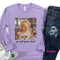 Lavender long sleeve tee with funny go ask your dad mom design