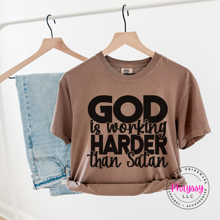 Espresso tee featuring a faith statement in block and script print