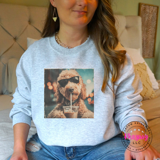 Person wearing a sweatshirt with a dog graphic and 'Phyphox' branding.