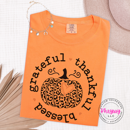 Melon tee with the leopard pumpkin grateful thankful blessed design