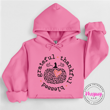 Azalea hoodie with the leopard pumpkin grateful thankful blessed design