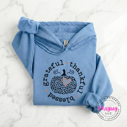 Carolina Blue hoodie with the fall leopard pumpkin with heart print
