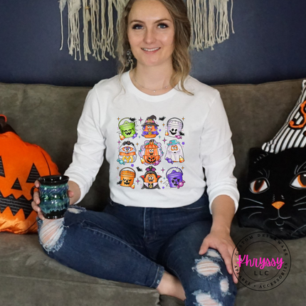 White colored top with a hand-illustrated candy bucket grid.