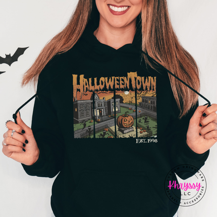 Forest hoodie with the spooky town square jack o lantern print