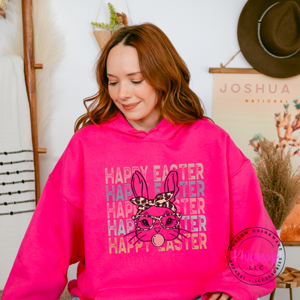Heliconia heavyweight hoodie showing a sassy retro Easter bunny design.