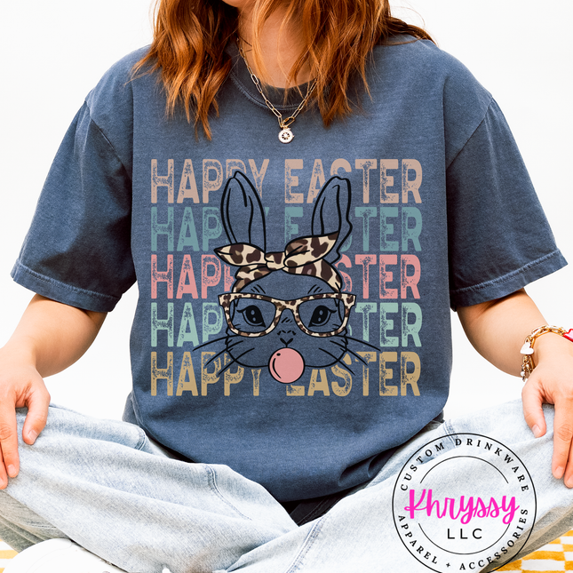 Happy Easter Leopard Bunny — Playful Pastel Bubblegum Vibe