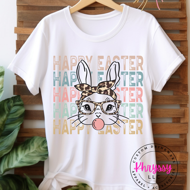 Happy Easter Leopard Bunny — Playful Pastel Bubblegum Vibe