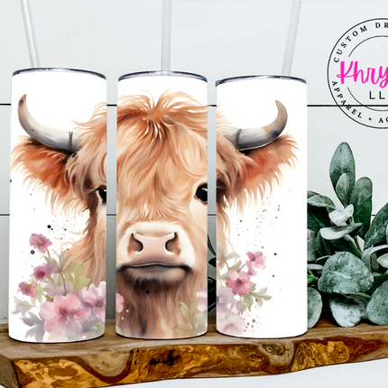 Majestic Beauty 20oz Highland Cow Tumbler with Straw