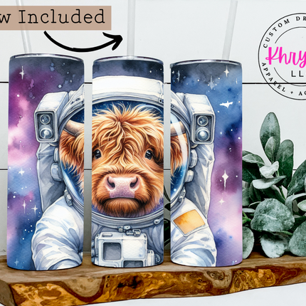 Cosmic Highland Cow 20oz Tumbler with Straw