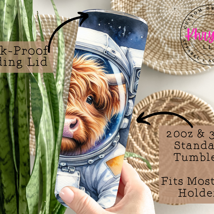Cosmic Highland Cow 20oz Tumbler with Straw