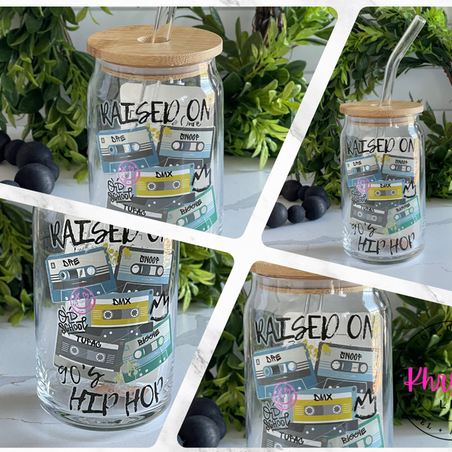 Raised on Hip Hop 16oz Libbey Glass with Glass Straw