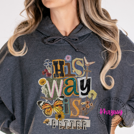 His Way Is Better Butterfly Cross Floral Faith Hoodie | Gift