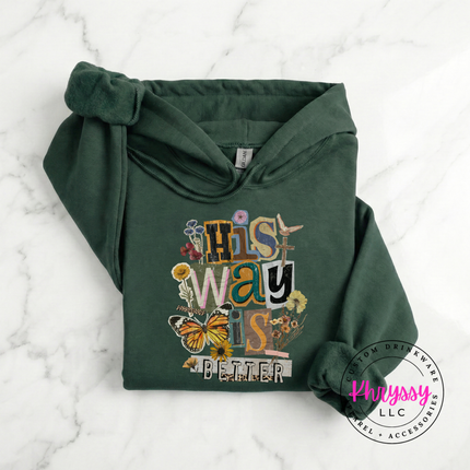 His Way Is Better Butterfly Cross Floral Faith Hoodie | Gift