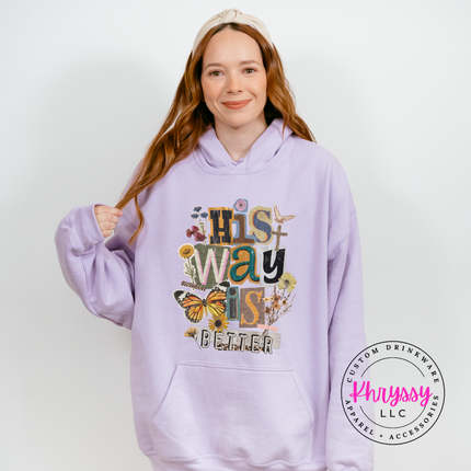 His Way Is Better Butterfly Cross Floral Faith Hoodie | Gift