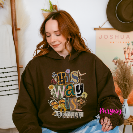 His Way Is Better Butterfly Cross Floral Faith Hoodie | Gift