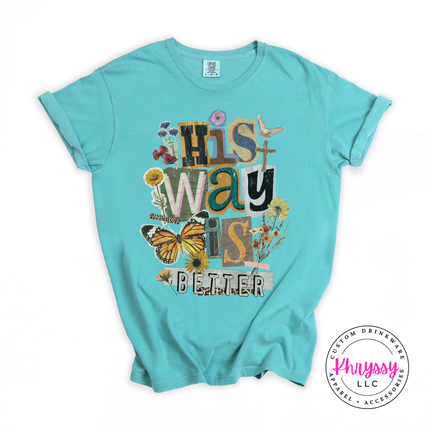 His Way Is Better Butterfly Cross Floral Faith Women's Tee