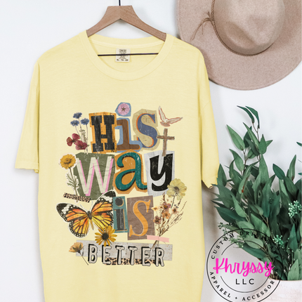 His Way Is Better Butterfly Cross Floral Faith Women's Tee