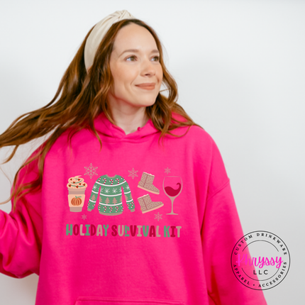 Heliconia hoodie showing a latte, a sweater, boots, and a glass.