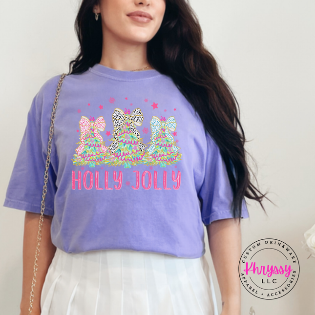 Flat lay of the bow tree tee in Violet.