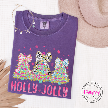 Flat lay of the bow tree long sleeve tee in Grape.