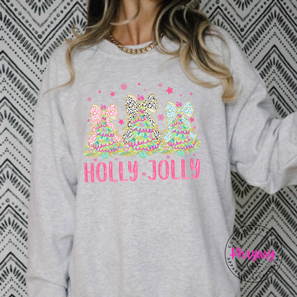 Flat lay of the bow tree crewneck sweatshirt in Sport Gray.