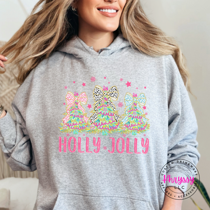 Flat lay of the bow tree hoodie in Sport Gray.