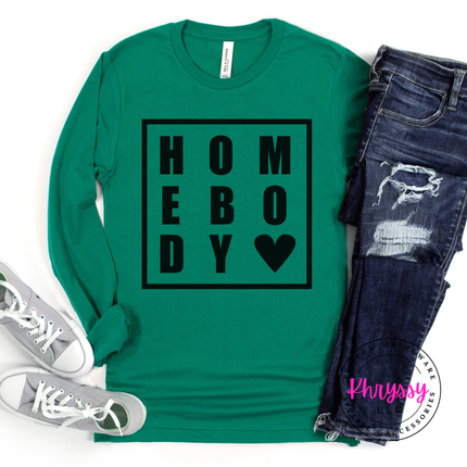 Homebody Heart Bold Long Sleeve Tee | Introvert Gift for Her