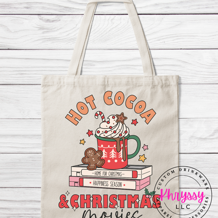 Hot Cocoa and Christmas Movies Canvas Tote Bag