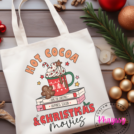 Hot Cocoa and Christmas Movies Canvas Tote Bag