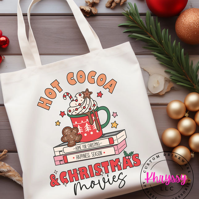 Hot Cocoa and Christmas Movies Canvas Tote Bag