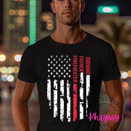 Everyday Hero Trio: Husband, Father, Firefighter Unisex Shirt