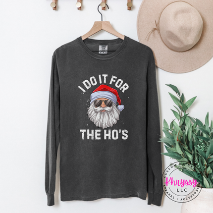 Pepper long sleeve tee showing a funny Santa with distressed lettering.