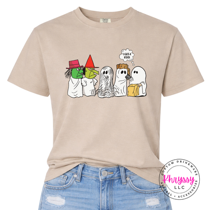 Sandstone pigment-dyed tee with a playful I Got A Rock candy-bag graphic.