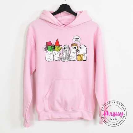 Light pink pullover hoodie with an I Got A Rock design.