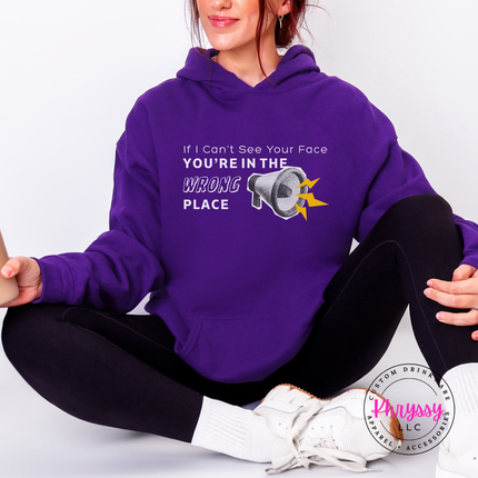 If I Can't See Your Face You're in the Wrong Place Virtual Teacher Gildan Heavy Blend Hoodie