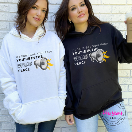 If I Can't See Your Face You're in the Wrong Place Virtual Teacher Gildan Heavy Blend Hoodie