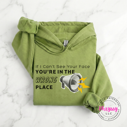 If I Can't See Your Face You're in the Wrong Place Virtual Teacher Gildan Heavy Blend Hoodie