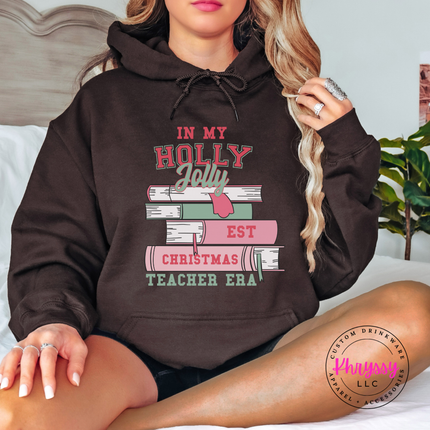Dark Chocolate hoodie featuring varsity lettering on a stack of books.