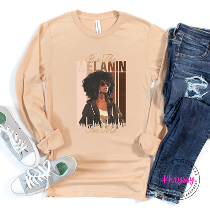 It's the Melanin for Me Elegant Long Sleeve Melanin Pride Graphic Tee