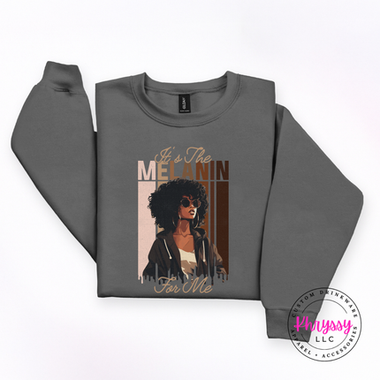 Heavyweight melanin pride crewneck with elegant Black woman illustration and gold script