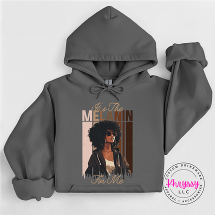 Cozy Gildan it's the melanin for me hoodie with gold lettering design
