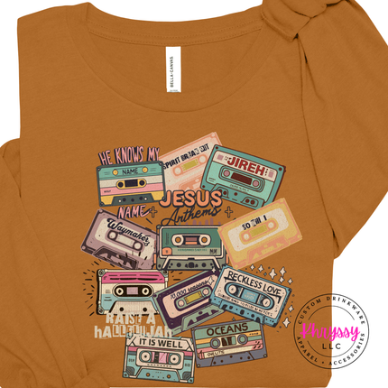 Toast long sleeve featuring faded worship song cassette artwork.