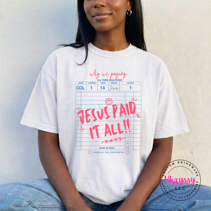 white Comfort Colors tee printed with a bold faith receipt statement graphic.