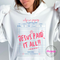 White hoodie printed with a bold faith receipt statement.