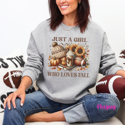 Sport Grey crewneck sweatshirt featuring a pumpkin and latte design.