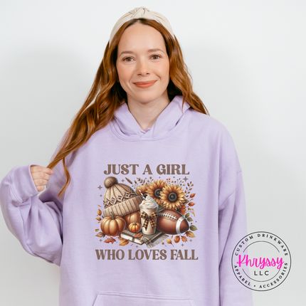 Light Pink hoodie with the fall sunflower football and latte design